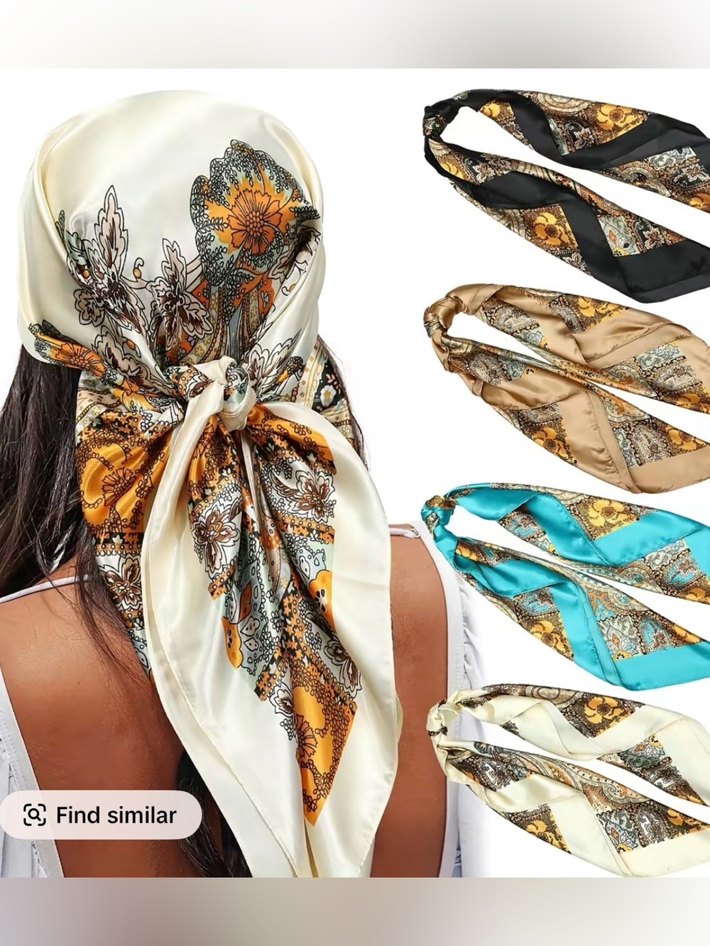 SHEIN Floral Paisley Silk-Feel Scarf Headwraps